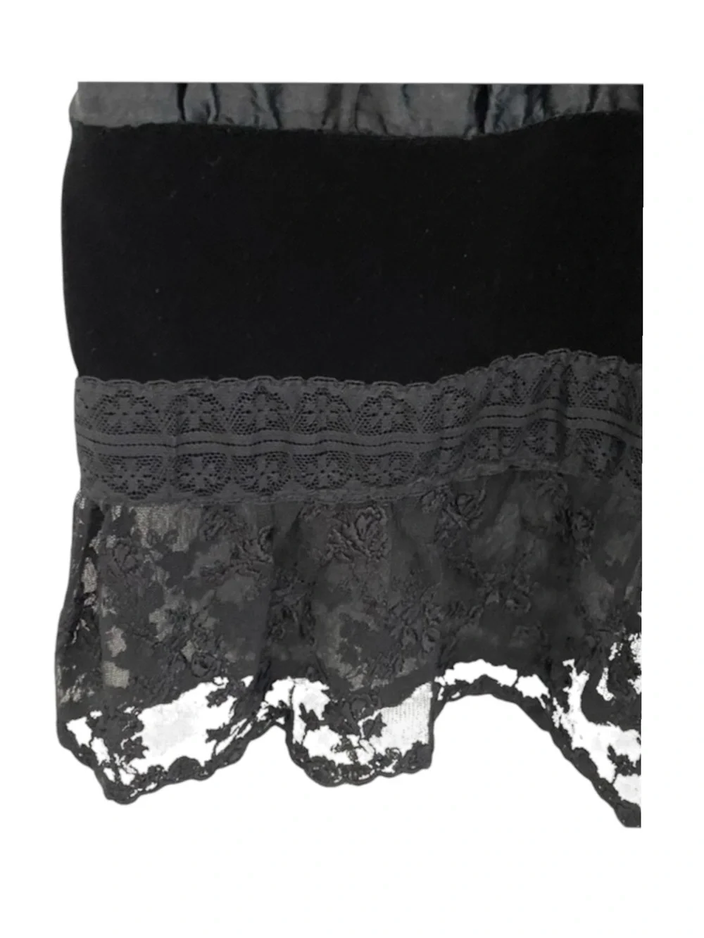 new Jimmy Star ★ Velvet PeekaBoo Lace Layer Midi Skirt ★ Handmade Indie Designer